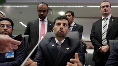 The UAE's Oil Minister Suhail Mohamed Al Mazrouei at the beginning of an Opec meeting in Vienna, Austria. Heinz-Peter Bader/Reuters