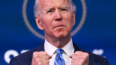 US President-elect Joe Biden delivers remarks on the public health and economic crises at The Queen theater in Wilmington, Delaware. AFP