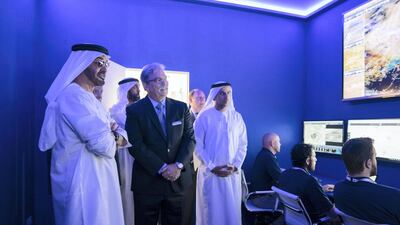 Sheikh Mohamed tours the exhibit. Mohamed Al Hammadi / Ministry of Presidential Affairs