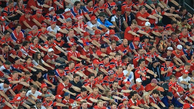 Norway's fans perform their Viking rowing celebration during their win over Senegal in New Jersey. AFP