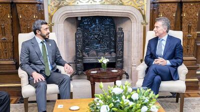 President of Argentina Mauricio Macri receives Sheikh Abdullah bin Zayed. Wam