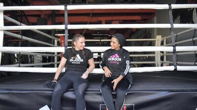 Real Boxing Only gym managing director Michelle Kuehn and Emirati boxer Fahima Falaknaz. Supplied