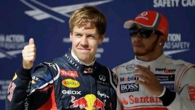 Sebastian Vettel, left, grabbed a sixth pole of the season ahead of Lewis Hamilton, in Austin for what will be his 100th career race.