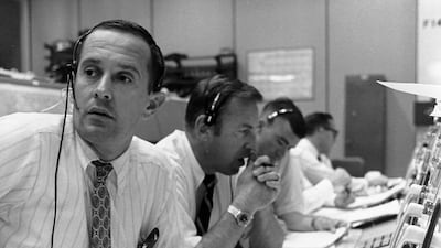 Flight controllers at the Space Center in Houston, Texas, USA, as the Apollo 11 mission's lunar landing module descends to the surface of the moon on July 20, 1969. NASA / EPA