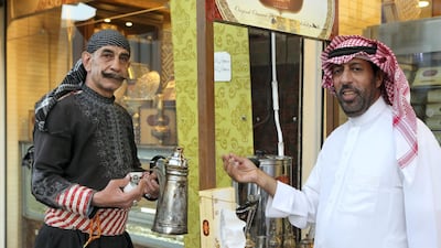 Nafeeseh Sweets serves Arabic coffee along with Knafeh. Photo Salah Malkawi