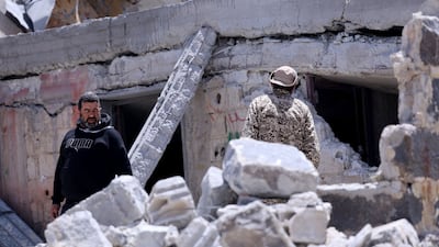 The aftermath of a Jordanian strike on an suspected drugs and weapons cache in the village of Arman, in Sweida, southern Syria. AFP