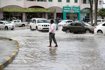 Ras Al Khaimah was lashed with heavy rain, causing flooding on the roads, earlier this month. Chris Whiteoak/The National