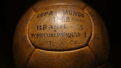 Match ball from Brazil's 1962 World Cup victory over Czechoslovakia at the Museum of Football in Sao Paulo, Brazil. Getty Images