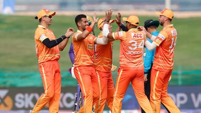 Sanchit Sharma celebrates the wicket of Brandon King