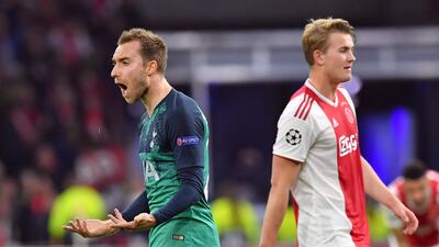 Christian Eriksen: 6/10. The Dane struggled across both legs against his former club but was quick to recognise that the Ajax defence were struggling to cope with Llorente's physicality and ordered his teammates to hit high balls into the Spaniard. AFP