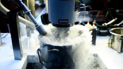Liquid nitrogen is used in experimental cuisine at high-end restaurants. Lee Hoagland / The National