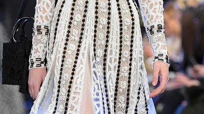 A model presents an Elie Saab creation at Paris Fashion Week. Photo: Getty