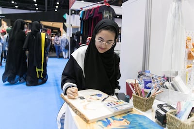 Lulua Al Moudara, a young Saudi illustrator, at Comic Con. Reem Mohammed / The National