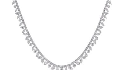 Taini necklace with pear- and marquise-cut stones in sterling silver from Carat London; Dh5,900