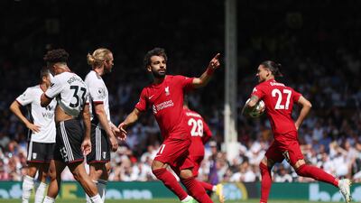 Mohamed Salah celebrates scoring Liverpool's second goal. Getty