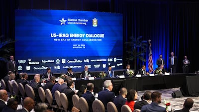 The Iraqi-American Bilateral Chamber of Commerce hosted Prime Minister Al-Zaidi at a joint economic dialogue forum held in Houston, Texas. Photo: Iraqi Prime Minister's Office