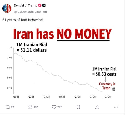 On his social platform, Truth Social, US President Donald Trump insisted that sanctions against Iran were forcing the country's hand.
