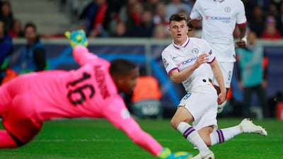Lille's Mike Maignan makes a save from Chelsea's Mason Mount. Action Images via Reuters