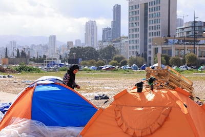Displaced Lebanese shelter in tents in Beirut. Reuters