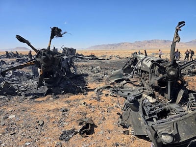 Wreckage of an American aircraft and a helicopter rotor in Isfahan, Iran, which forensic imagery analyst William Goodhind said is consistent with a U. S. MC‑130J or HC‑130J, amid the U. S. -Israeli conflict with Iran. Reuters