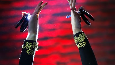 The hands of Spanish flamenco dancer Carolina Morgado using castanets. AFP