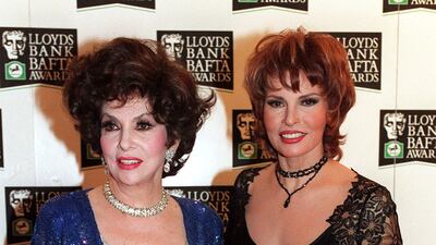 Lollobrigida, left, and Raquel Welch at the Bafta Awards ceremony at the London Palladium in 1995. PA