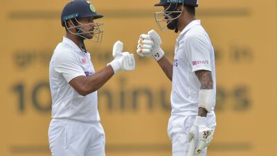 Mayank Agarwal, left, and KL Rahul starred in a century stand for the first wicket. AFP