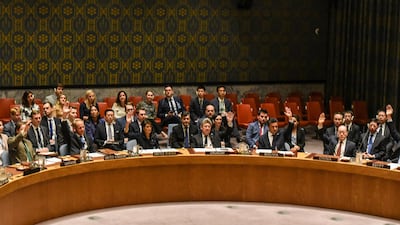 Ambassadors to the UN vote during a United Nations Security Council meeting on North Korea in New York City, U.S., September 11, 2017. Stephanie Keith / REUTERS