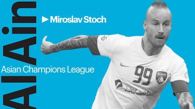 Al Ain player Miroslav Stoch. (Photo: Fayez Nureldine / AFP; Illustration: Kevin Jeffers / The National)