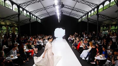 Dubai-based designer Michael Cinco made his debut at Paris Haute Couture Week in July. Richard Bord / Getty Images