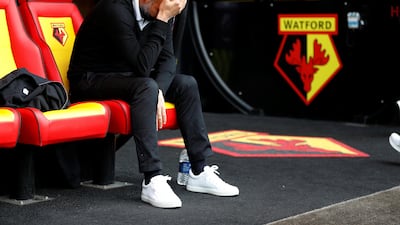 Pep Guardiola at Vicarage Road on Sunday, before his side scored six goals against Watford. Darren Staples / Reuters