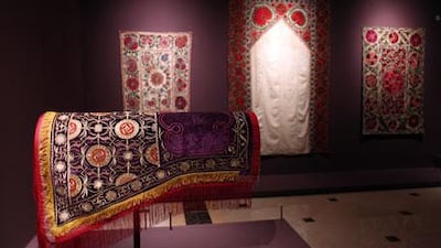 Textiles from central Asia, Morocco and Persia are displayed in the TDIC exhibition A Story of Islamic Embroidery in Nomadic and Urban Traditions at Gallery One in the Emirates Palace.