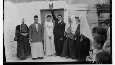 A photograph of a wedding ceremony in Bethlehem circa 1940 - 1946 is among the items in the museums that highlight the lives of Palestinians. Library of Congress / Museum of the Palestinian People