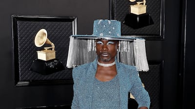 Billy Porter wears a bolero as part of his costume at the Grammy Awards on January 26. EPA