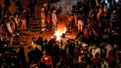 People protest at the North highway in Bogota, on November 22, 2019. AFP