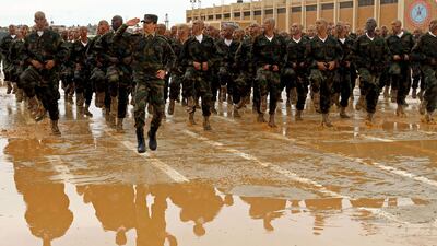 Members of the Self-proclaimed Libyan National Army (LNA) special forces attend a graduation ceremony in Benghazi. AFP