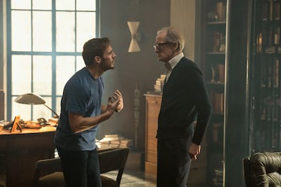 Sam Claflin as Joel Lazarus, left, and Bill Nighy as Dr Jonathan Lazarus. Photo: Prime Video