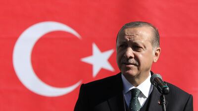 Turkish President Tayyip Erdogan blamed the US ambassador to Turkey on Tuesday for a diplomatic crisis between the two countries. This picture was taken on October 11, 2017 during his visit to Novi Pazar, Serbia. Marko Djurica / Reuters