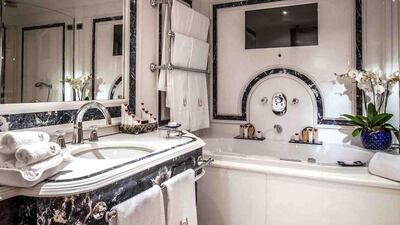 The Planetarium Suite’s bathroom. Courtesy Waldorf Astoria Hotels & Resorts