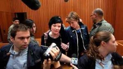 Israel's supreme court in Jerusalem ordered the release of Ariadna Marti, centre right, and Bridgette Chappell, centre left, both activists with the International Solidarity Movement.