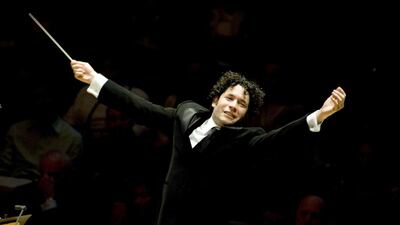 The conductor Gustavo Dudamel in action. Mathew Imaging