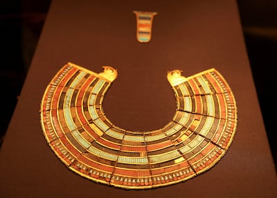Jewellery of ancient Egyptian king Tutankhamun on display at the museum. Reuters