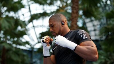 Anthony Joshua during the public work-out at Brookfield Place in New York ahead of his heavyweight world title fight with Andy Ruiz Jr. Reuters