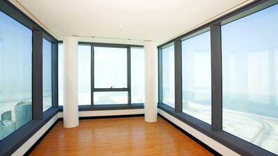 You cannot fail to be impressed by the views which stretch to the mangroves, Saadiyat Island and Yas Island, and right across the city. Fancy watching your TV from here? Courtesy Crompton Partners