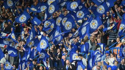 Leicester City fans cheer on the champions during their final match of the Premier League season on Sunday against Chelsea. Michael Regan / Getty Images / May 15, 2016