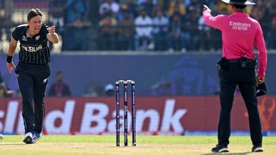 New Zealand's Trent Boult appeals for LBW against Australia's captain Pat Cummins. AFP