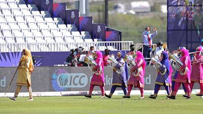 Members of a band perform in Muscat. AFP