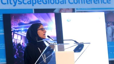 Marjan Faraidooni, the vice president of Expo 2020 organising body at the Cityscape Global Conference in Dubai. Satish Kumar / The National