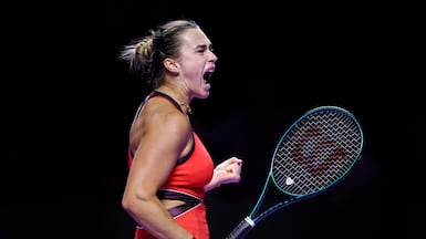 Aryna Sabalenka defeated Coco Gauff to reach the semi-finals of the WTA Finals in Riyadh. Getty Images for WTA