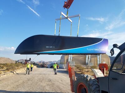 The first Prototype of the Hyperloop One Pod on July 12, 2017. AFP